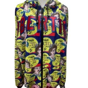 Libertine Women’s Zip Hoodie Pop-Art Free Acid Queen Print Mesh Size M Logo